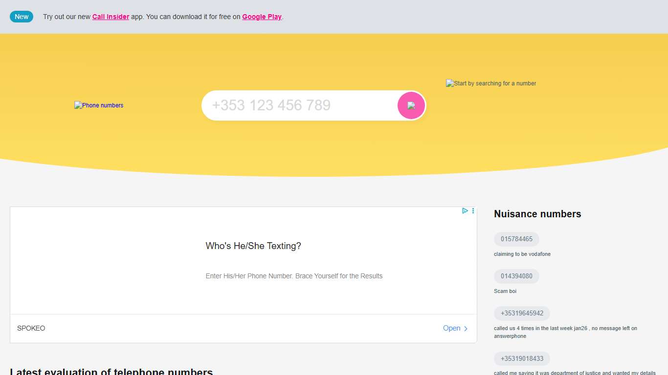 Telephone number search Do you want to find out information about an unknown number?